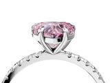 White gold Fancy Pink Heart Cut Diamond Brilliant Solitaire Ring with Pavé Band and Four-Prong Setting_22