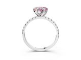 White gold Fancy Pink Heart Cut Diamond Brilliant Solitaire Ring with Pavé Band and Four-Prong Setting_3