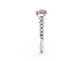 White gold Fancy Pink Heart Cut Diamond Cathedral Solitaire Ring with Round  Pavé Band_167