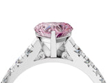 White gold Fancy Pink Heart Cut Diamond Cathedral Solitaire Ring with Round  Pavé Band_169