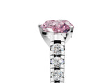 White gold Fancy Pink Heart Cut Diamond Cathedral Solitaire Ring with Round  Pavé Band_171