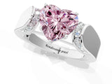 White gold Fancy Pink Heart Cut Diamond Channel Set Solitaire Ring with Four-Prong Setting_100