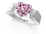 White gold Fancy Pink Heart Cut Diamond Channel Set Solitaire Ring with Four-Prong Setting_112
