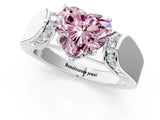 White gold Fancy Pink Heart Cut Diamond Channel Set Solitaire Ring with Four-Prong Setting_123