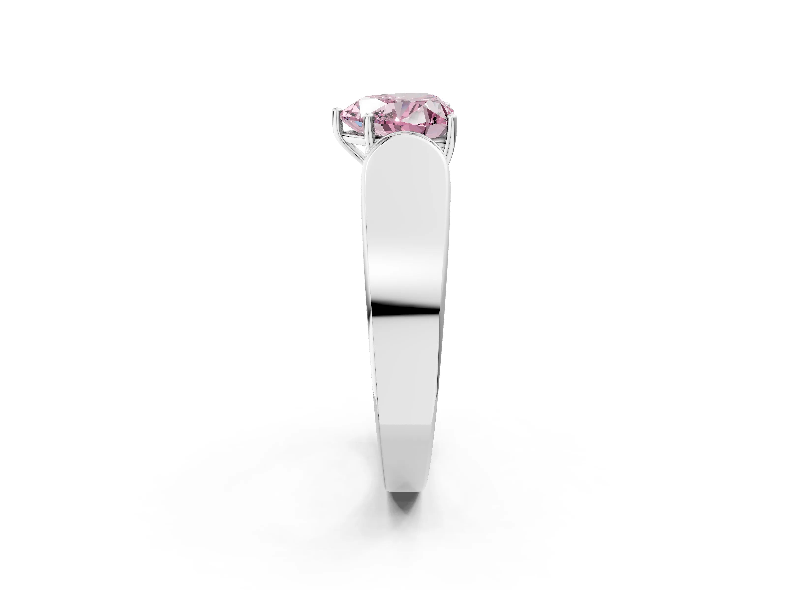 White gold Fancy Pink Heart Cut Diamond Channel Set Solitaire Ring with Four-Prong Setting_58