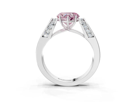 White gold Fancy Pink Heart Cut Diamond Channel Set Solitaire Ring with Four-Prong Setting_59