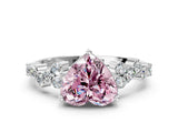 White gold Fancy Pink Heart Cut Diamond Cluster Pavé Band with Four-Prong Setting_12