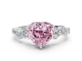 White gold Fancy Pink Heart Cut Diamond Cluster Pavé Band with Four-Prong Setting_13