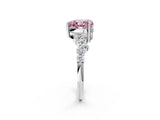 White gold Fancy Pink Heart Cut Diamond Cluster Pavé Band with Four-Prong Setting_15