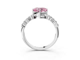 White gold Fancy Pink Heart Cut Diamond Cluster Pavé Band with Four-Prong Setting_16