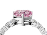 White gold Fancy Pink Heart Cut Diamond Cluster Pavé Band with Four-Prong Setting_17
