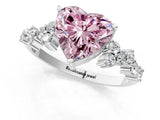 White gold Fancy Pink Heart Cut Diamond Cluster Pavé Band with Four-Prong Setting_4