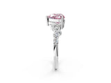 White gold Fancy Pink Heart Cut Diamond Cluster Pavé Band with Four-Prong Setting_5