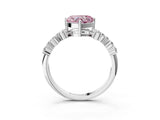 White gold Fancy Pink Heart Cut Diamond Cluster Pavé Band with Four-Prong Setting_6