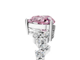 White gold Fancy Pink Heart Cut Diamond Cluster Pavé Band with Four-Prong Setting_8