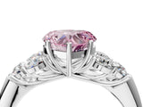 White gold Fancy Pink Heart  Cut Diamond Cluster Ring with Round Accent Stones and Prong Setting on a Classic Band_53