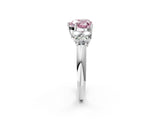 White gold Fancy Pink Heart  Cut Diamond Cluster Ring with Round Accent Stones and Prong Setting on a Classic Band_56