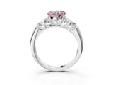 White gold Fancy Pink Heart  Cut Diamond Cluster Ring with Round Accent Stones and Prong Setting on a Classic Band_57