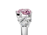 White gold Fancy Pink Heart  Cut Diamond Cluster Ring with Round Accent Stones and Prong Setting on a Classic Band_59