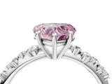 White gold Fancy Pink Heart Cut Diamond Cluster Side Stone Solitaire Ring with Prong Setting_140