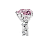 White gold Fancy Pink Heart Cut Diamond Cluster Side Stone Solitaire Ring with Prong Setting_141
