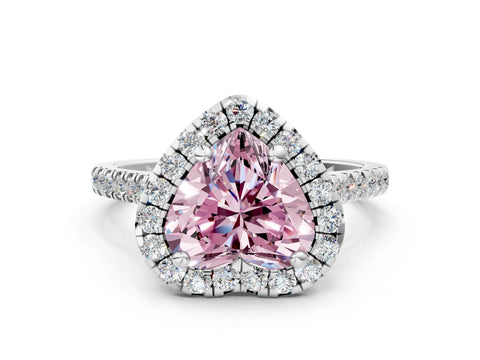 White gold Fancy Pink Heart Cut Diamond Cushion Halo Ring with Pavé Band_12