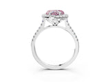 White gold Fancy Pink Heart Cut Diamond Cushion Halo Ring with Pavé Band_15