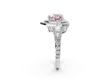 White gold Fancy Pink Heart Cut Diamond Double Halo Ring with Pavé Band and Prong Setting_111