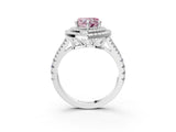 White gold Fancy Pink Heart Cut Diamond Double Halo Ring with Pavé Band and Prong Setting_117