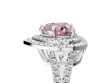 White gold Fancy Pink Heart Cut Diamond Double Halo Ring with Pavé Band and Prong Setting_119