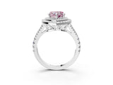 White gold Fancy Pink Heart Cut Diamond Double Halo Ring with Pavé Band and Prong Setting_138