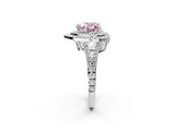 White gold Fancy Pink Heart Cut Diamond Double Halo Ring with Pavé Band and Prong Setting_143