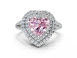 White gold Fancy Pink Heart Cut Diamond Double Halo Ring with Pavé Band and Prong Setting_97
