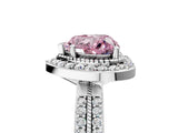 White gold Fancy Pink Heart Cut Diamond Double Halo Ring with Split Shank and Four-Prong Setting_5