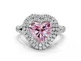 White gold Fancy Pink Heart Cut Diamond Double Halo Ring with Split Shank and Prong Setting_27