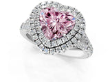 White gold Fancy Pink Heart Cut Diamond Double Halo Ring with Split Shank and Prong Setting_28