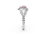 White gold Fancy Pink Heart Cut Diamond Double Halo Ring with Split Shank and Prong Setting_29