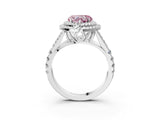 White gold Fancy Pink Heart Cut Diamond Double Halo Ring with Split Shank and Prong Setting_30