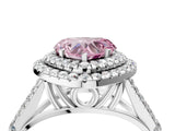 White gold Fancy Pink Heart Cut Diamond Double Halo Ring with Split Shank and Prong Setting_31