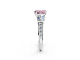 White gold Fancy Pink Heart Cut Diamond Engagement Ring with Baguette Side Stones and Channel Set Band_34