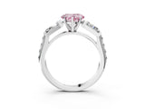 White gold Fancy Pink Heart Cut Diamond Engagement Ring with Baguette Side Stones and Channel Set Band_35