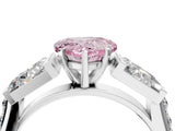 White gold Fancy Pink Heart Cut Diamond Engagement Ring with Baguette Side Stones and Channel Set Band_35