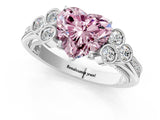 White gold Fancy Pink Heart  Cut Diamond Engagement Ring with Bezel Set Round Side Stones and Prong Setting_50