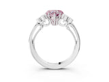 White gold Fancy Pink Heart  Cut Diamond Engagement Ring with Bezel Set Round Side Stones and Prong Setting_52