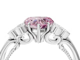 White gold Fancy Pink Heart  Cut Diamond Engagement Ring with Bezel Set Round Side Stones and Prong Setting_53