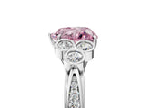 White gold Fancy Pink Heart  Cut Diamond Engagement Ring with Bezel Set Round Side Stones and Prong Setting_54