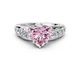 White gold Fancy Pink Heart  Cut Diamond Engagement Ring with Pavé Band and Four-Prong Setting_3