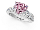 White gold Fancy Pink Heart  Cut Diamond Engagement Ring with Pavé Band and Four-Prong Setting_4