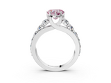 White gold Fancy Pink Heart  Cut Diamond Engagement Ring with Pavé Band and Four-Prong Setting_6