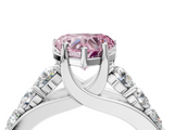 White gold Fancy Pink Heart  Cut Diamond Engagement Ring with Pavé Band and Four-Prong Setting_7